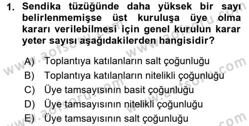 Toplu İş Hukuku Dersi 2016 - 2017 Yılı 3 Ders Sınav Soruları 1. Soru