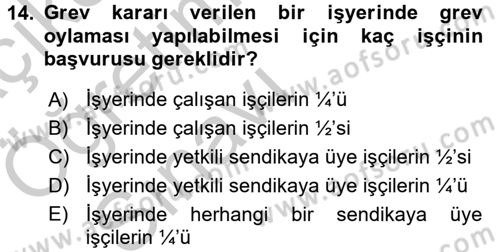 Toplu İş Hukuku Dersi 2016 - 2017 Yılı 3 Ders Sınav Soruları 14. Soru