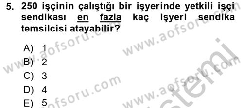 Toplu İş Hukuku Dersi 2016 - 2017 Yılı (Vize) Ara Sınav Soruları 5. Soru