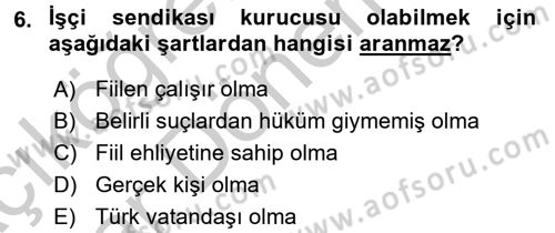 Toplu İş Hukuku Dersi 2016 - 2017 Yılı (Vize) Ara Sınav Soruları 6. Soru