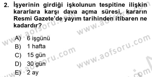 Toplu İş Hukuku Dersi 2016 - 2017 Yılı (Final) Dönem Sonu Sınav Soruları 2. Soru