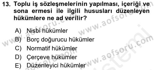 Toplu İş Hukuku Dersi 2017 - 2018 Yılı 3 Ders Sınav Soruları 13. Soru