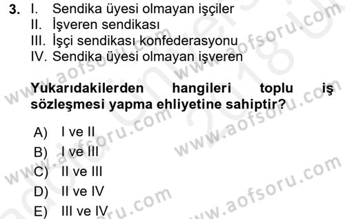 Toplu İş Hukuku Dersi 2017 - 2018 Yılı 3 Ders Sınav Soruları 3. Soru