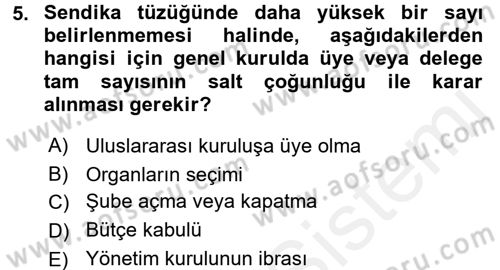 Toplu İş Hukuku Dersi 2017 - 2018 Yılı 3 Ders Sınav Soruları 5. Soru