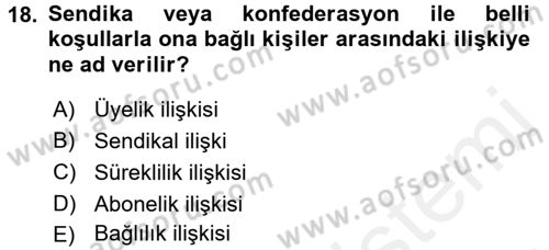 Toplu İş Hukuku Dersi 2017 - 2018 Yılı (Vize) Ara Sınav Soruları 18. Soru