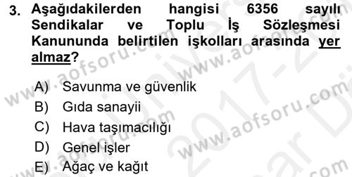 Toplu İş Hukuku Dersi 2017 - 2018 Yılı (Vize) Ara Sınav Soruları 3. Soru
