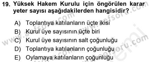 Toplu İş Hukuku Dersi 2017 - 2018 Yılı (Final) Dönem Sonu Sınav Soruları 19. Soru