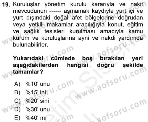 Toplu İş Hukuku Dersi 2018 - 2019 Yılı (Vize) Ara Sınav Soruları 19. Soru