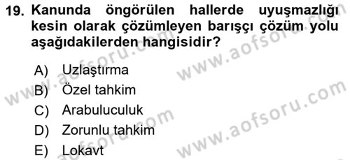 Toplu İş Hukuku Dersi 2018 - 2019 Yılı Yaz Okulu Sınavı 19. Soru