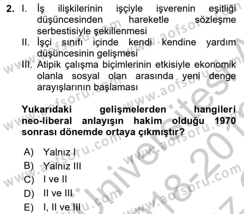 Toplu İş Hukuku Dersi 2018 - 2019 Yılı Yaz Okulu Sınavı 2. Soru