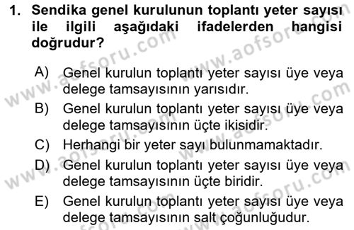 Toplu İş Hukuku Dersi 2020 - 2021 Yılı Yaz Okulu Sınav Soruları 1. Soru