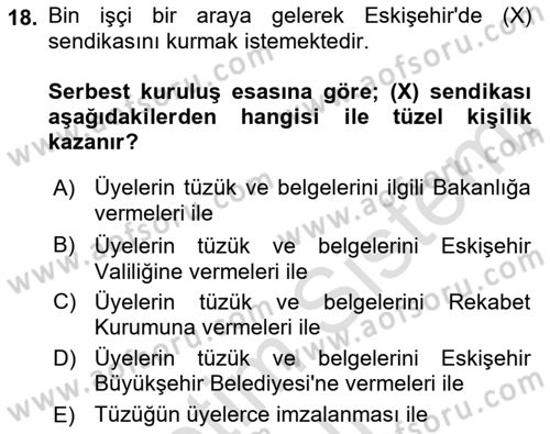 Toplu İş Hukuku Dersi 2021 - 2022 Yılı (Vize) Ara Sınav Soruları 18. Soru