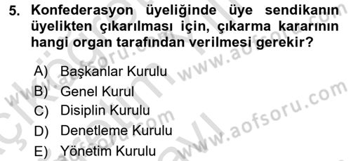 Toplu İş Hukuku Dersi 2021 - 2022 Yılı Yaz Okulu Sınav Soruları 5. Soru