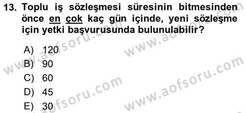 Toplu İş Hukuku Dersi 2022 - 2023 Yılı Yaz Okulu Sınav Soruları 13. Soru