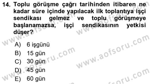 Toplu İş Hukuku Dersi 2022 - 2023 Yılı Yaz Okulu Sınav Soruları 14. Soru