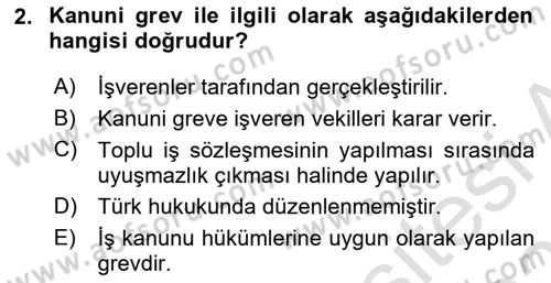 Toplu İş Hukuku Dersi 2022 - 2023 Yılı Yaz Okulu Sınav Soruları 2. Soru