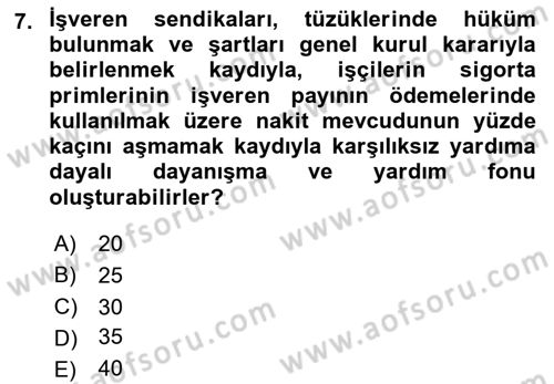 Toplu İş Hukuku Dersi 2022 - 2023 Yılı Yaz Okulu Sınav Soruları 7. Soru
