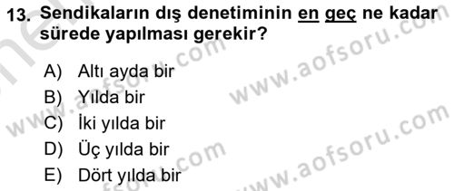 Toplu İş Hukuku Dersi 2023 - 2024 Yılı (Vize) Ara Sınav Soruları 13. Soru