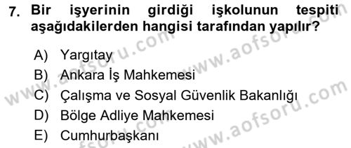 Toplu İş Hukuku Dersi 2023 - 2024 Yılı (Vize) Ara Sınav Soruları 7. Soru