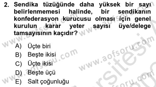 Toplu İş Hukuku Dersi 2023 - 2024 Yılı (Final) Dönem Sonu Sınav Soruları 2. Soru