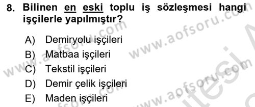 Toplu İş Hukuku Dersi 2023 - 2024 Yılı (Final) Dönem Sonu Sınav Soruları 8. Soru