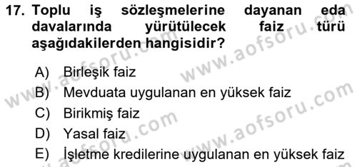 Toplu İş Hukuku Dersi 2023 - 2024 Yılı Yaz Okulu Sınav Soruları 17. Soru