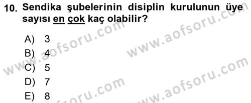 Toplu İş Hukuku Dersi 2024 - 2025 Yılı (Vize) Ara Sınav Soruları 10. Soru