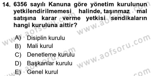 Toplu İş Hukuku Dersi 2024 - 2025 Yılı (Vize) Ara Sınav Soruları 14. Soru