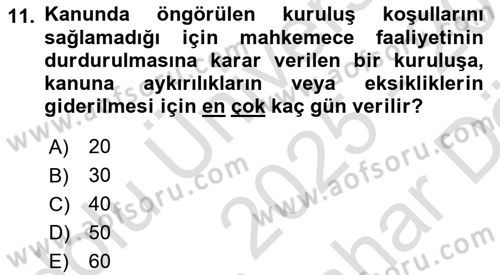 Toplu İş Hukuku Dersi 2025 - 2026 Yılı (Vize) Ara Sınav Soruları 11. Soru