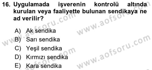 Toplu İş Hukuku Dersi 2025 - 2026 Yılı (Vize) Ara Sınav Soruları 16. Soru