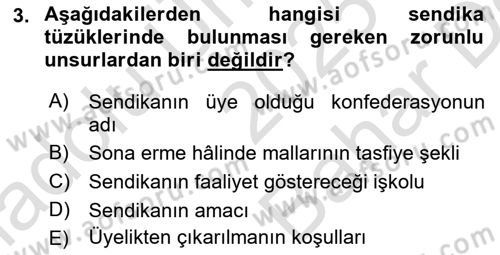 Toplu İş Hukuku Dersi 2025 - 2026 Yılı (Vize) Ara Sınav Soruları 3. Soru
