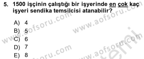 Toplu İş Hukuku Dersi 2025 - 2026 Yılı (Vize) Ara Sınav Soruları 5. Soru