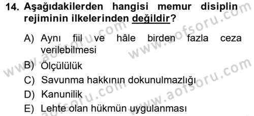 Kamu Personel Hukuku Dersi 2012 - 2013 Yılı (Final) Dönem Sonu Sınav Soruları 14. Soru