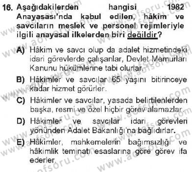 Kamu Personel Hukuku Dersi 2012 - 2013 Yılı Tek Ders Sınav Soruları 16. Soru