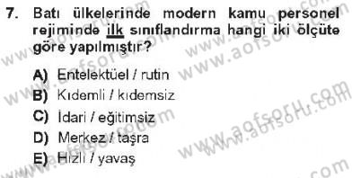 Kamu Personel Hukuku Dersi 2012 - 2013 Yılı Tek Ders Sınav Soruları 7. Soru