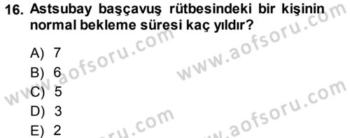 Kamu Personel Hukuku Dersi 2013 - 2014 Yılı (Final) Dönem Sonu Sınav Soruları 16. Soru