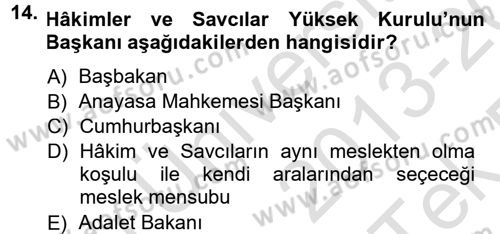 Kamu Personel Hukuku Dersi 2013 - 2014 Yılı Tek Ders Sınav Soruları 14. Soru