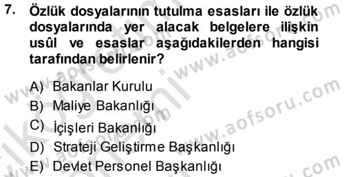 Kamu Personel Hukuku Dersi 2013 - 2014 Yılı Tek Ders Sınav Soruları 7. Soru