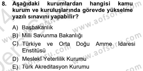 Kamu Personel Hukuku Dersi 2013 - 2014 Yılı Tek Ders Sınav Soruları 8. Soru