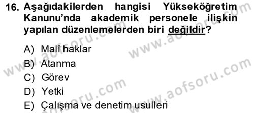 Kamu Personel Hukuku Dersi 2014 - 2015 Yılı (Final) Dönem Sonu Sınav Soruları 16. Soru
