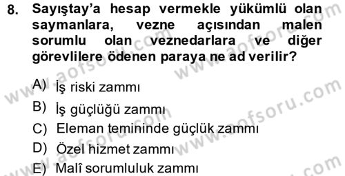 Kamu Personel Hukuku Dersi 2014 - 2015 Yılı (Final) Dönem Sonu Sınav Soruları 8. Soru