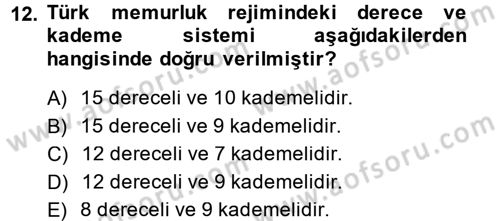 Kamu Personel Hukuku Dersi 2014 - 2015 Yılı Tek Ders Sınav Soruları 12. Soru