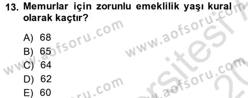Kamu Personel Hukuku Dersi 2014 - 2015 Yılı Tek Ders Sınav Soruları 13. Soru