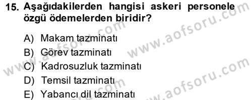 Kamu Personel Hukuku Dersi 2014 - 2015 Yılı Tek Ders Sınav Soruları 15. Soru