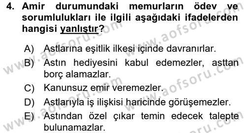 Kamu Personel Hukuku Dersi 2015 - 2016 Yılı (Final) Dönem Sonu Sınav Soruları 4. Soru