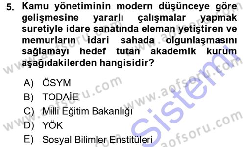 Kamu Personel Hukuku Dersi 2015 - 2016 Yılı (Final) Dönem Sonu Sınav Soruları 5. Soru
