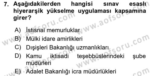 Kamu Personel Hukuku Dersi 2015 - 2016 Yılı (Final) Dönem Sonu Sınav Soruları 7. Soru