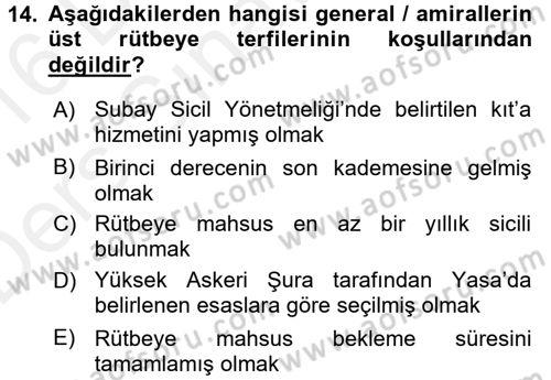 Kamu Personel Hukuku Dersi 2015 - 2016 Yılı Tek Ders Sınav Soruları 14. Soru