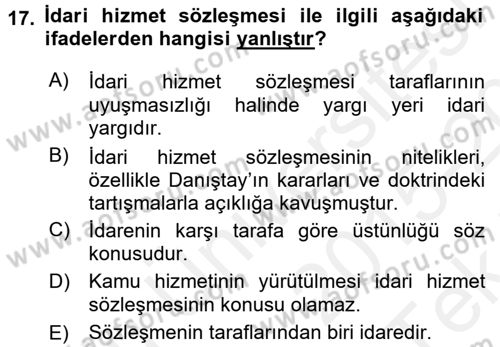 Kamu Personel Hukuku Dersi 2015 - 2016 Yılı Tek Ders Sınav Soruları 17. Soru