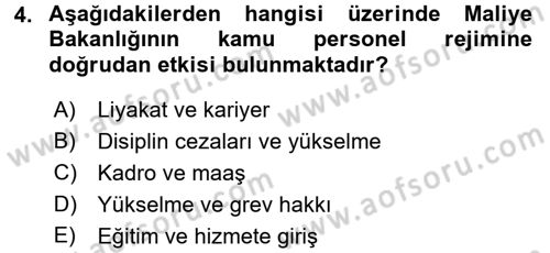 Kamu Personel Hukuku Dersi 2015 - 2016 Yılı Tek Ders Sınav Soruları 4. Soru